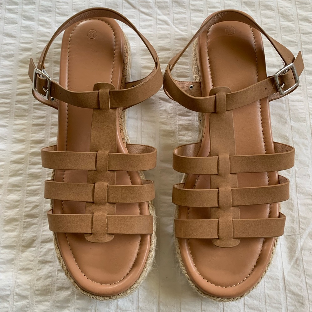 Tan Platform Espadrille Sandal | Size 11